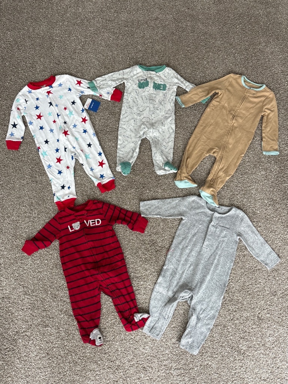 Baby boy footed pajama bundle lot of 5 size 6-12 months